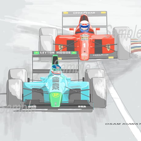 イラスト 1990年 フランスGP カペリ vs プロスト A4サイズ 額入り