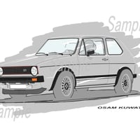 イラスト VW ゴルフ GTI A4サイズ 額入り