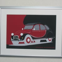 イラスト シトロエン 2CV チャールストン A4サイズ 額入り