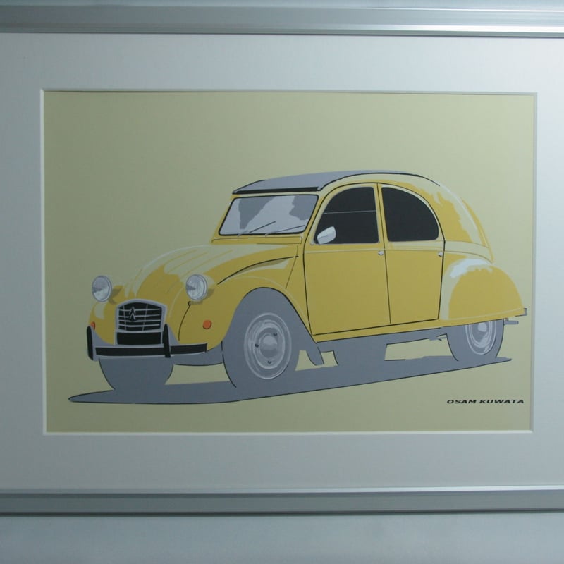 イラスト シトロエン 2CV A4サイズ 額入り | 小さな美術館
