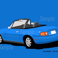 イラスト ユーノス ロードスター ( 青 ) A4サイズ