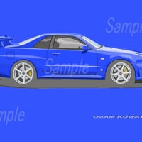 イラスト スカイライン GT-R ( R34 ) A4サイズ