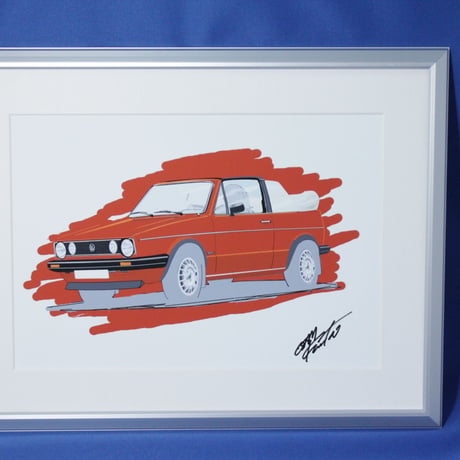 イラスト VW ゴルフ カブリオレ A4サイズ 額入り