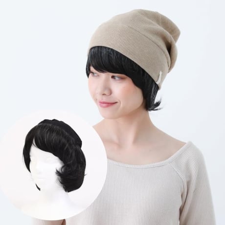 毛付き帽子 白髪 医療用ウィッグ 女性用 白髪入り 髪付き帽子Ｔ-05白髪入り