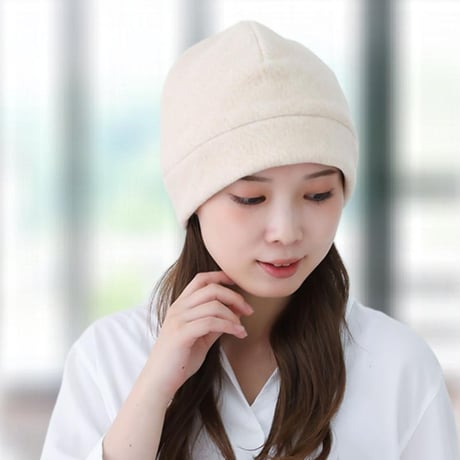 医療用帽子 オーガニックコットン おしゃれ かわいい レディース 就寝用 室内用 抗がん剤帽子 秋 冬用 暖かい オーガニックコットンふんわりワッチ