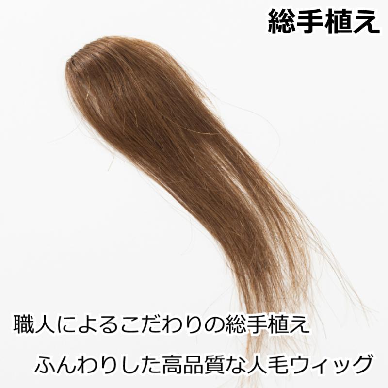 人毛100％ ポイントウィッグ ヘアピース 総手植え エクステ 自然 医療