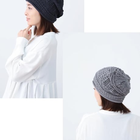 医療用帽子 おしゃれ コットン 小顔効果 春 夏 秋 冬 編み 医療帽子 小顔 ざっくり編み コットンニット