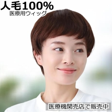 医療用ウィッグ 人毛100％ 人毛 ケア 脱毛 医療用ウィッグ ショート フルウィッグ 人毛ウィッグ  AH3165