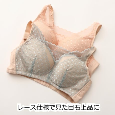 医療用ブラ 乳がん 術後ブラ ノンワイヤー 綿混コットン レース 大きめポケット 人工乳房対応 肩ひも調節  敏感肌 下着 M L LL 3L 乳房再建 部分切除 全摘 インナー シェリーレースブラ