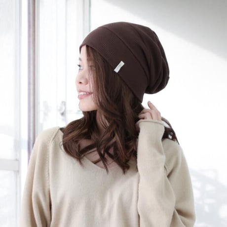医療用に見えない医療用帽子 ニット帽 コットン 抗がん剤 女性 男性 おしゃれ かわいい 入院 ケア帽子 綿 スタックワッチ ブラウン