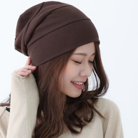 医療用に見えない医療用帽子 ニット帽 コットン 抗がん剤 女性 男性 おしゃれ かわいい 入院 ケア帽子 綿 スタックワッチ ブラウン