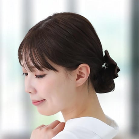 まとめ髪 ネット バレッタ 髪留め お団子ネット バレッタ シニヨン ヘアアレンジ ブラック ブラウン リボン ネットバレッタ お団子 ネット付きリボンバレッタ