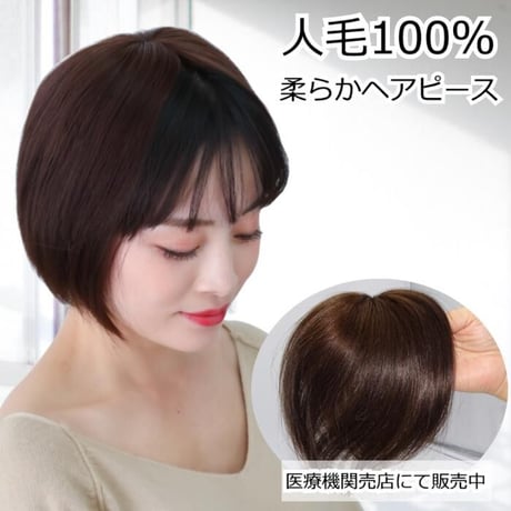 人毛 部分 ウィッグ 女性用 ヘアピース 部分ウィッグ 人毛ヘアピース 人毛100％ 自然 ダークブラウン 部分かつら 部分ピース  EH-01