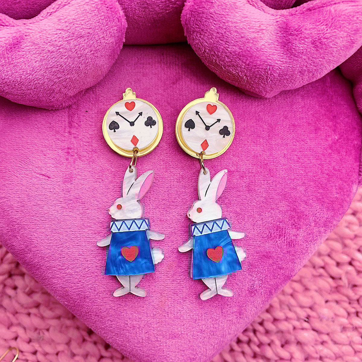 白うさぎ/懐中時計 White Rabbit/Pocket watch Earrings/