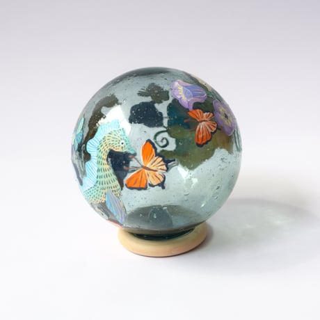 【原画】　Coral Garden Glass float "タツノオトシゴ”