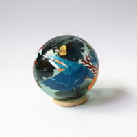 【原画】　Coral Garden Glass float "カワセミ”