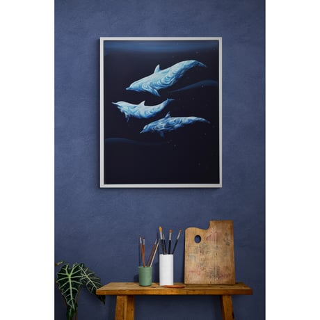 【原画】　Under the moonlight "Dolphins"