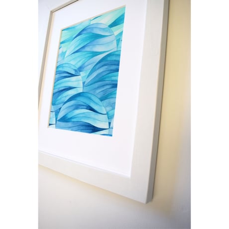 原画　青海波　濃浅葱