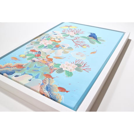 ＜オークション対象作品＞　CORAL GARDEN Yellow bellied Bulbul