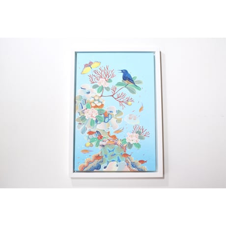 ＜オークション対象作品＞　CORAL GARDEN Yellow bellied Bulbul