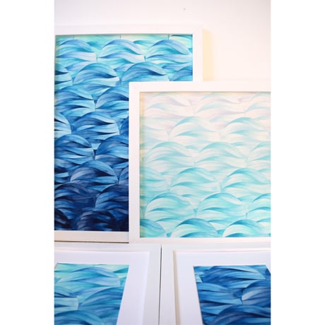 原画　青海波　濃浅葱