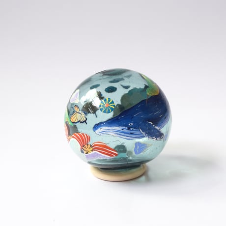 【原画】　Coral Garden Glass float "ザトウクジラ”