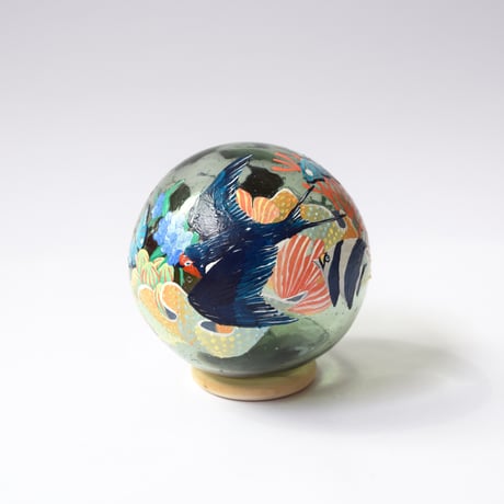【原画】　Coral Garden Glass float "ツバメ”