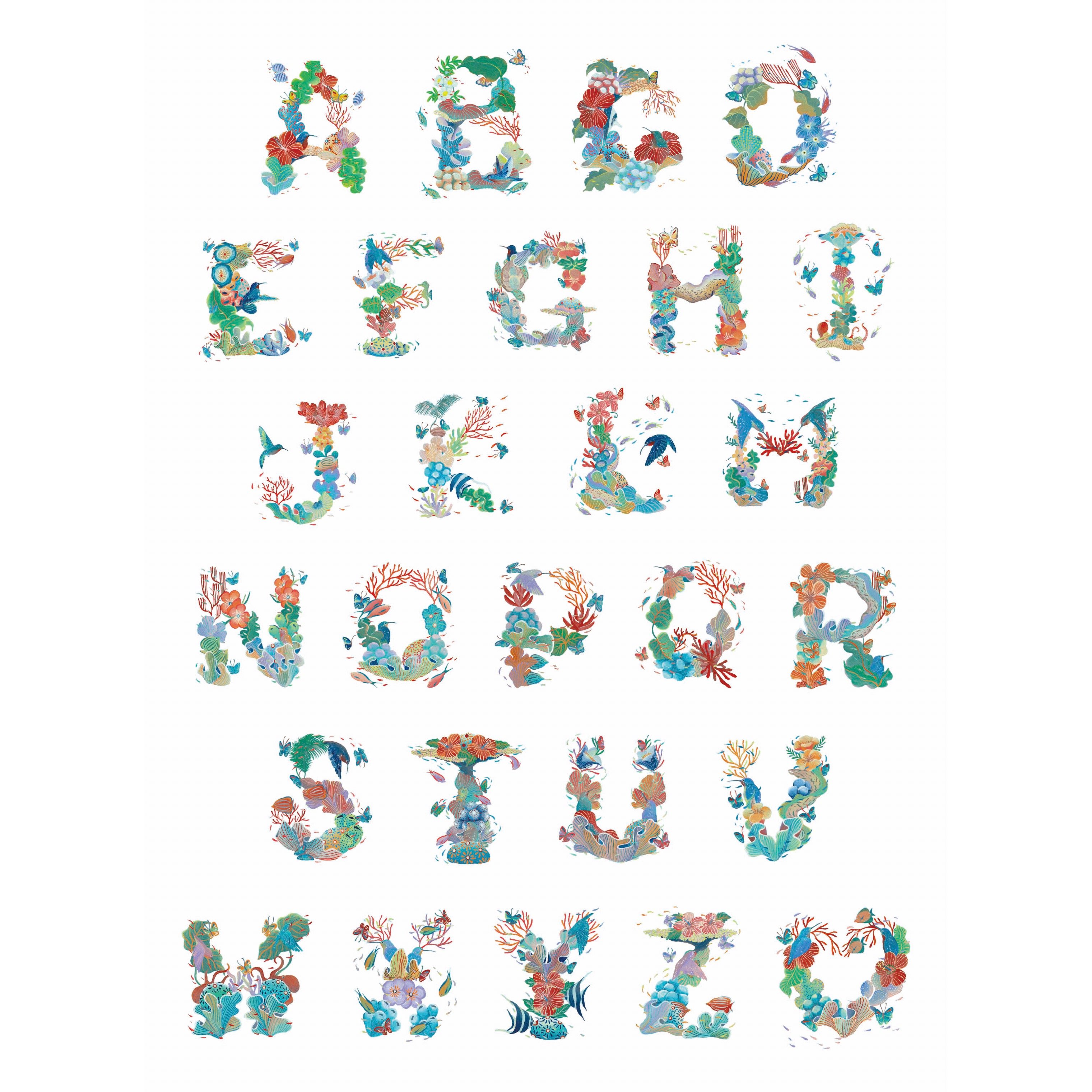 A2ポスター】 Coral Font アルファベット | SEA SIDE MUSEUM