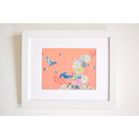 【マットプリント】　HUMMINGBIRD “CORAL EGG PINK”