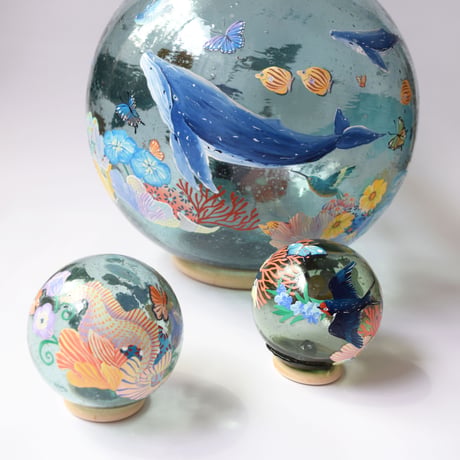 【原画】　Coral Garden Glass float "タツノオトシゴ”