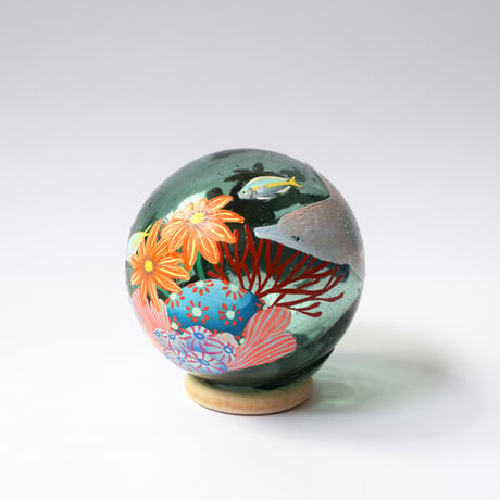 【原画】　Coral Garden Glass float "イルカ”