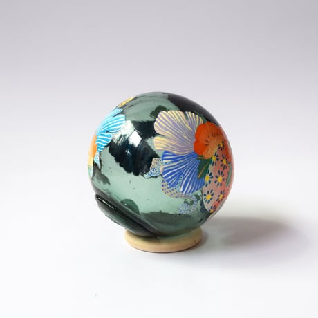 【原画】　Coral Garden Glass float "カワセミ”