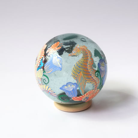 【原画】　Coral Garden Glass float "タツノオトシゴ”