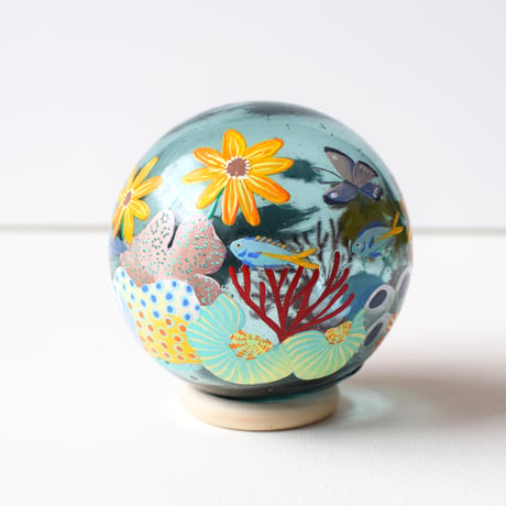 【原画】　Coral Garden Glass float "イルカ”