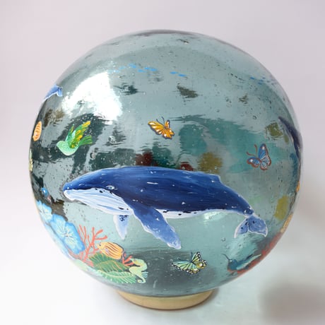 【原画】　Coral Garden Glass float "鯨の歌”