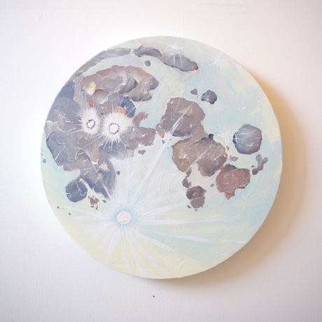 【原画】　Little moon yellow blue (直径３０cm)