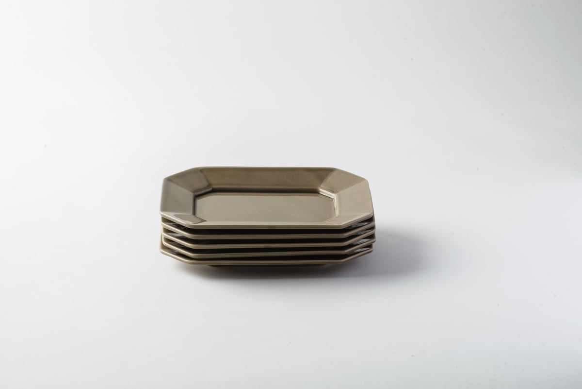 内田鋼一 四方皿 内田鋼一セレクト 萬古焼 八角皿 L グレー 〔 着払い