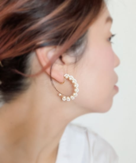 Pearl Lace Series【フープピアスM,L】