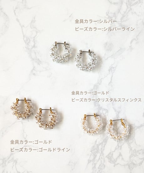 Clear drop series 【a round dance of drops】 ピアスMサイズ