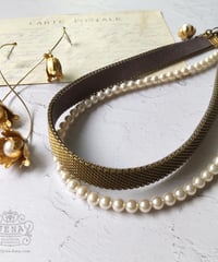 Vintage  meshchain & SWAROVSKI pearls 【チョーカーネックレス】