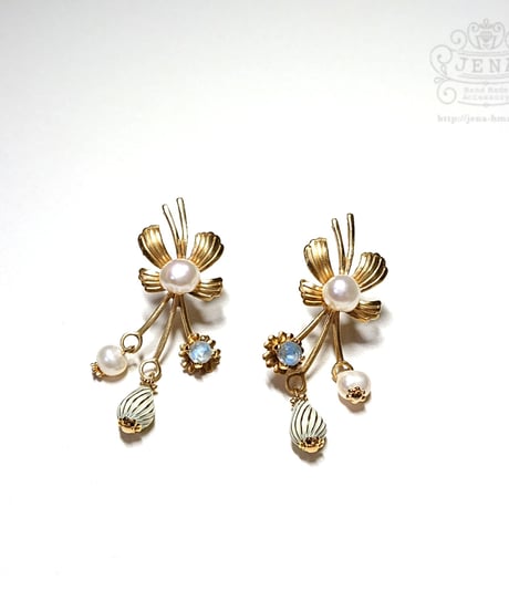 Ribbon & Vintage blue PIERCING