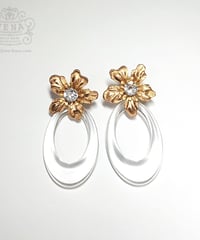 BRASS FLOWER ＆ HOOP PIERCING【CLEAR】