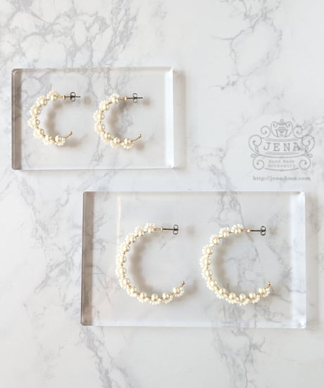 Pearl Lace Series【フープピアスM,L】