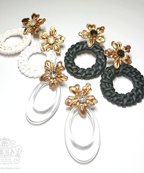 BRASS FLOWER ＆ HOOP PIERCING【CLEAR】