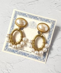 Vintage pearl cabochon &  pearl pearl hoop【limited】