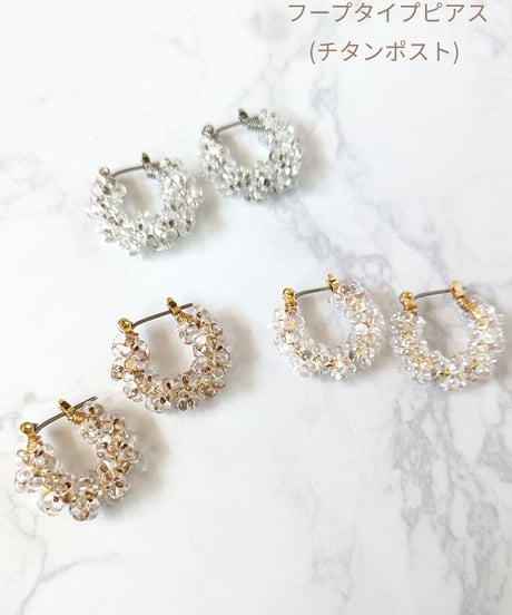 Clear drop series 【a round dance of drops】 ピアスMサイズ