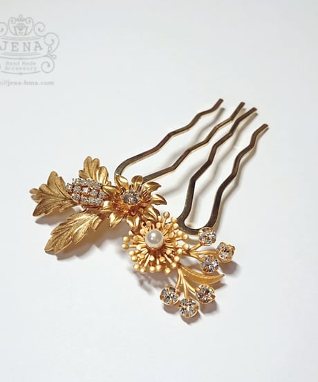 VINTAGE FLOWERS & CRYSTALS  COMB  【TWO FLOWERS】