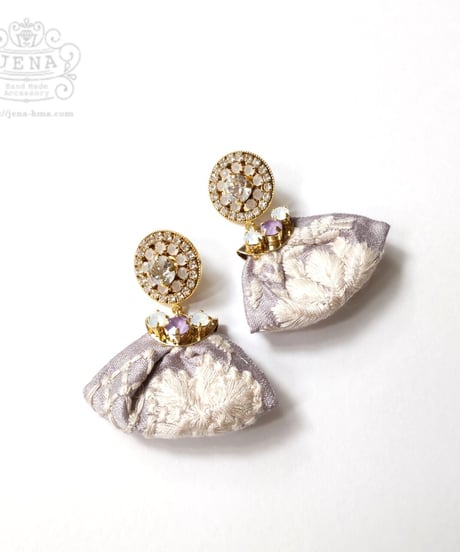 Colorful embroidered ribbon Earrings【G】