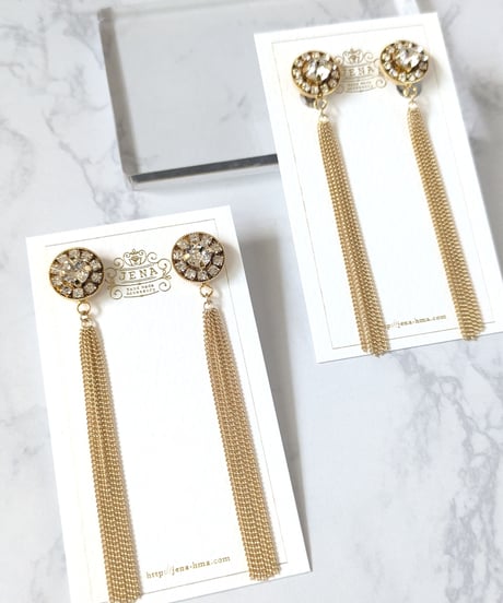 Summer Classical series 【Crystal×Chain】 イヤリング&ピアス