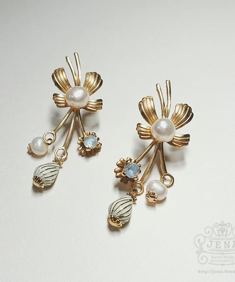 Ribbon & Vintage blue PIERCING